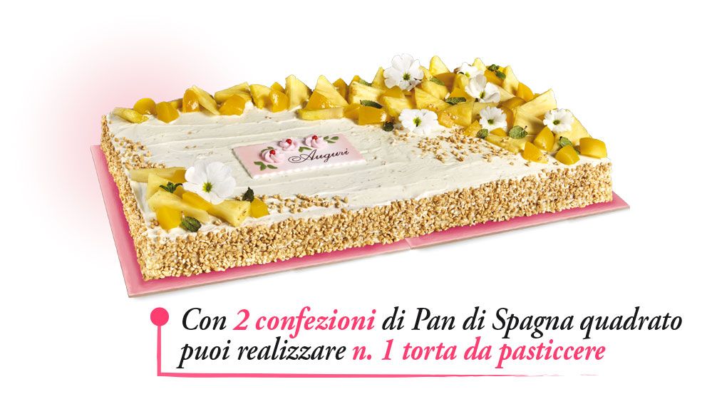 Puoi realizzare 1 torta da pasticcere con 2 confezioni di Pan di Spagna Mariarosa