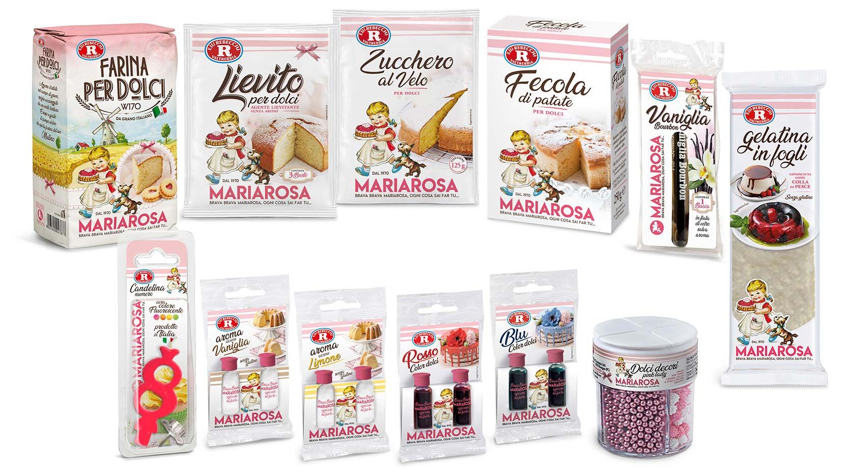 I prodotti Mariarosa che occorrono per realizzare la ricetta della Torta di compleanno ai mirtilli profumata al limone