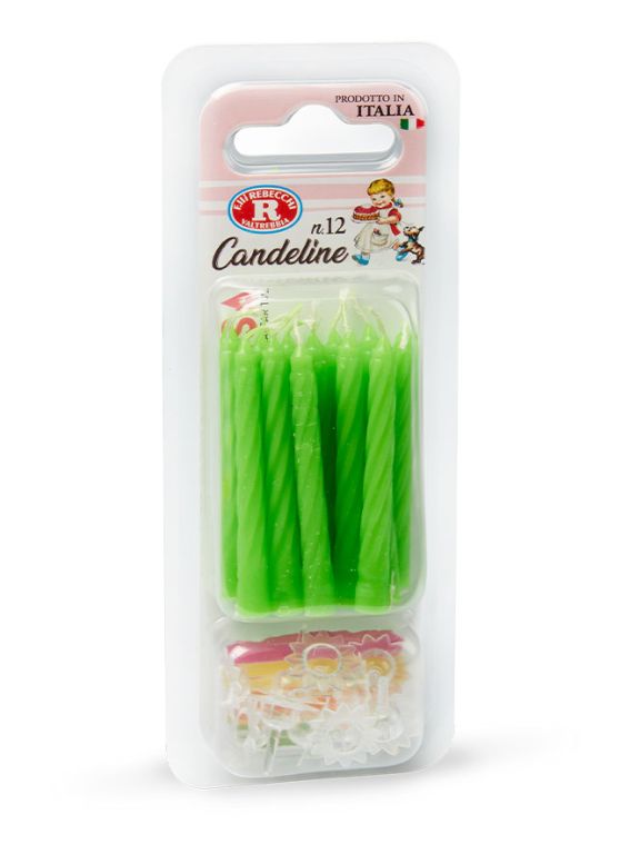 Candelina classica 12 pezzi verde Fluo
