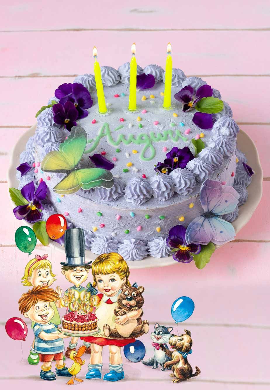 Torta di compleanno con crema al mascarpone e pere caramellate