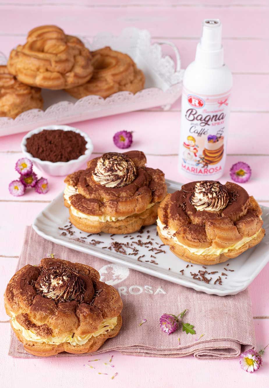 Zeppole con crema al cioccolato e arance candite