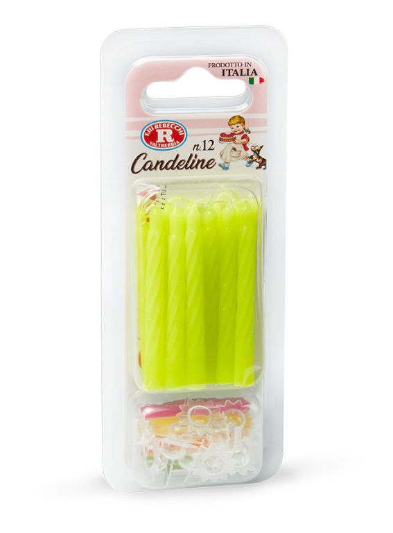 Candelina classica 12 pezzi giallo Fluo