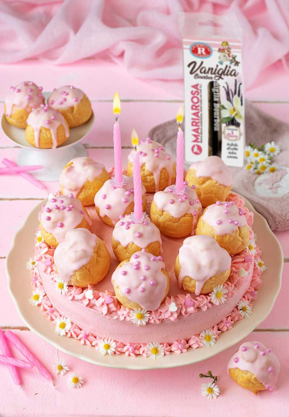 Torta  di compleanno con bignè di Mariarosa