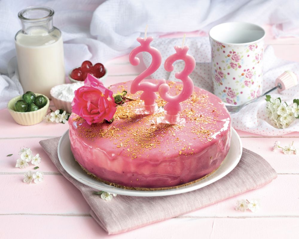 Cheesecake con mirror glaze rosa Mariarosa