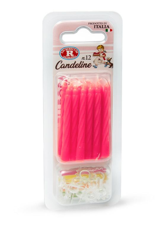 Candelina classica 12 pezzi ROSA Fluo
