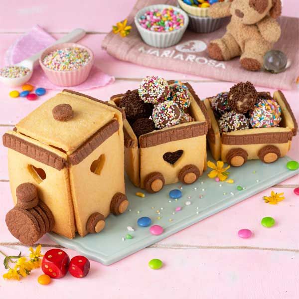 Dolce trenino di pasta frolla vaniglia e cacao