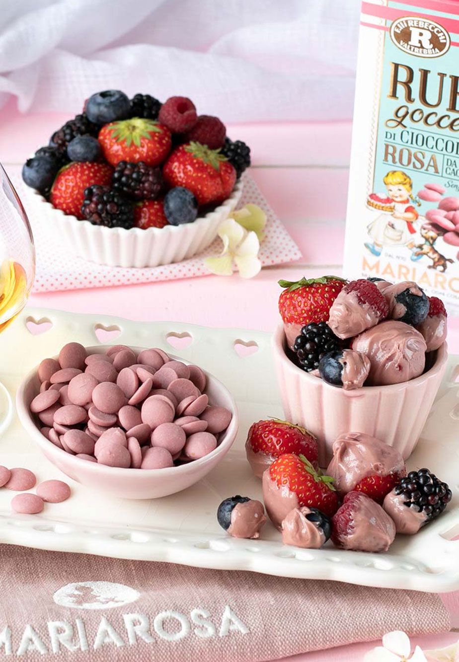 Degustazione cioccolato ruby con frutti di bosco e cognac RUBY
