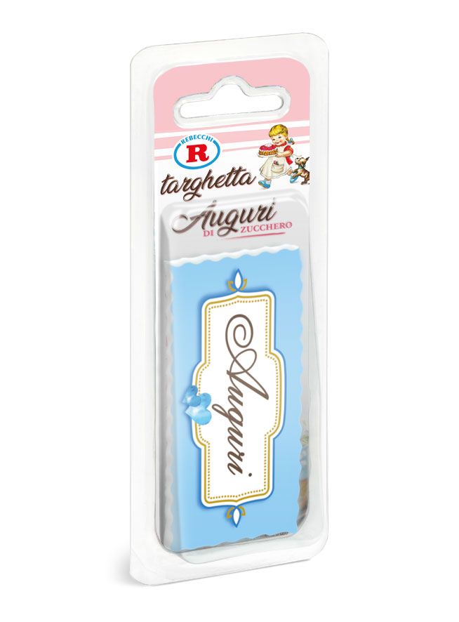 Targhetta auguri azzurra Mariarosa