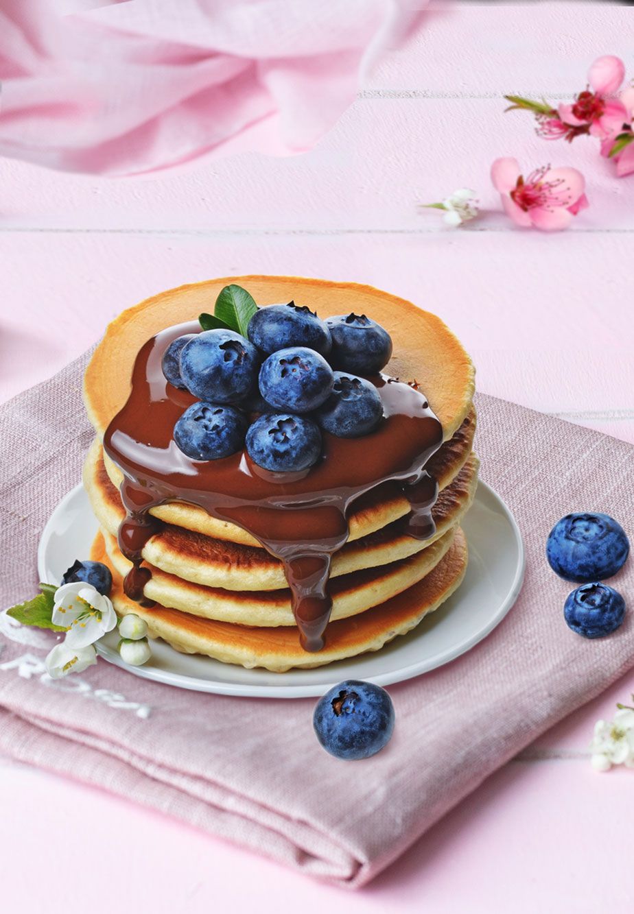 Pancake con cioccolato e mirtilli