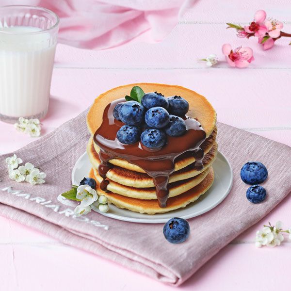 Pancake con cioccolato fondente e mirtilli