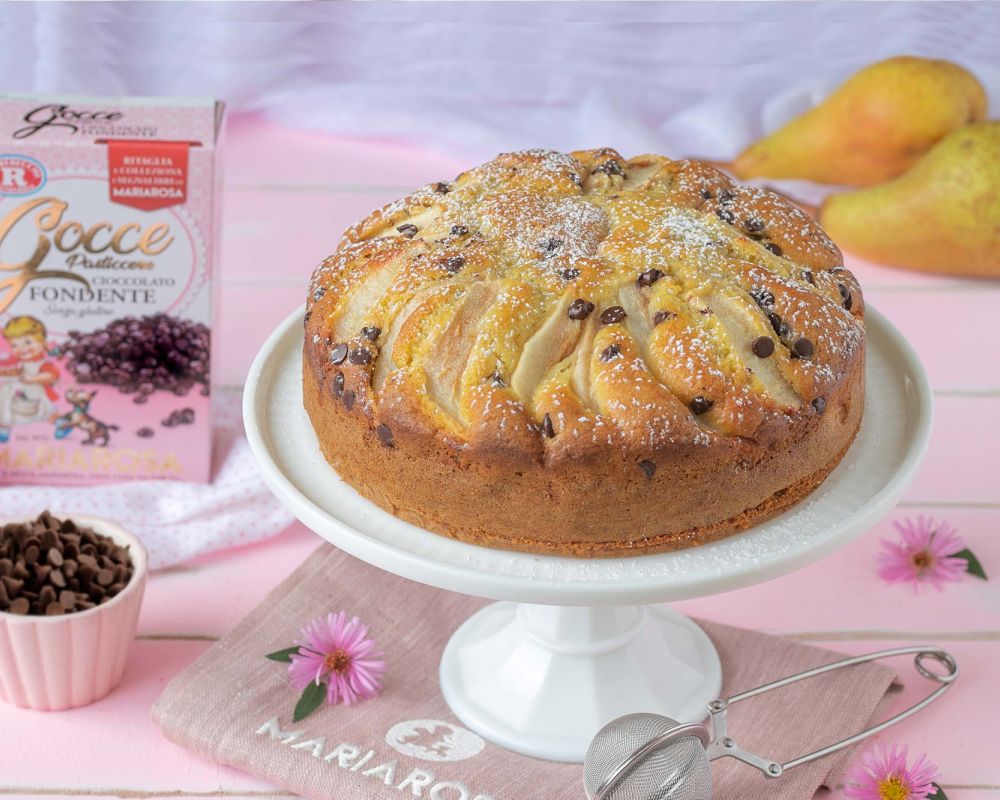 Torta con per e gocce di cioccolato Mariarosa