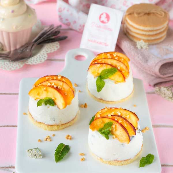 Cheesecake pesche e menta