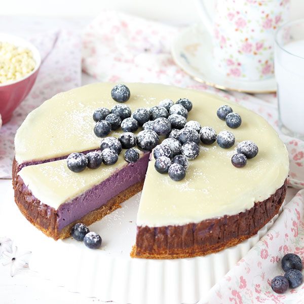 Cheesecake al cioccolato bianco e mirtilli
