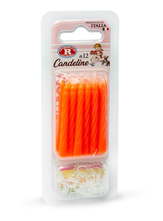 Candelina classica 12 pezzi arancio Fluo