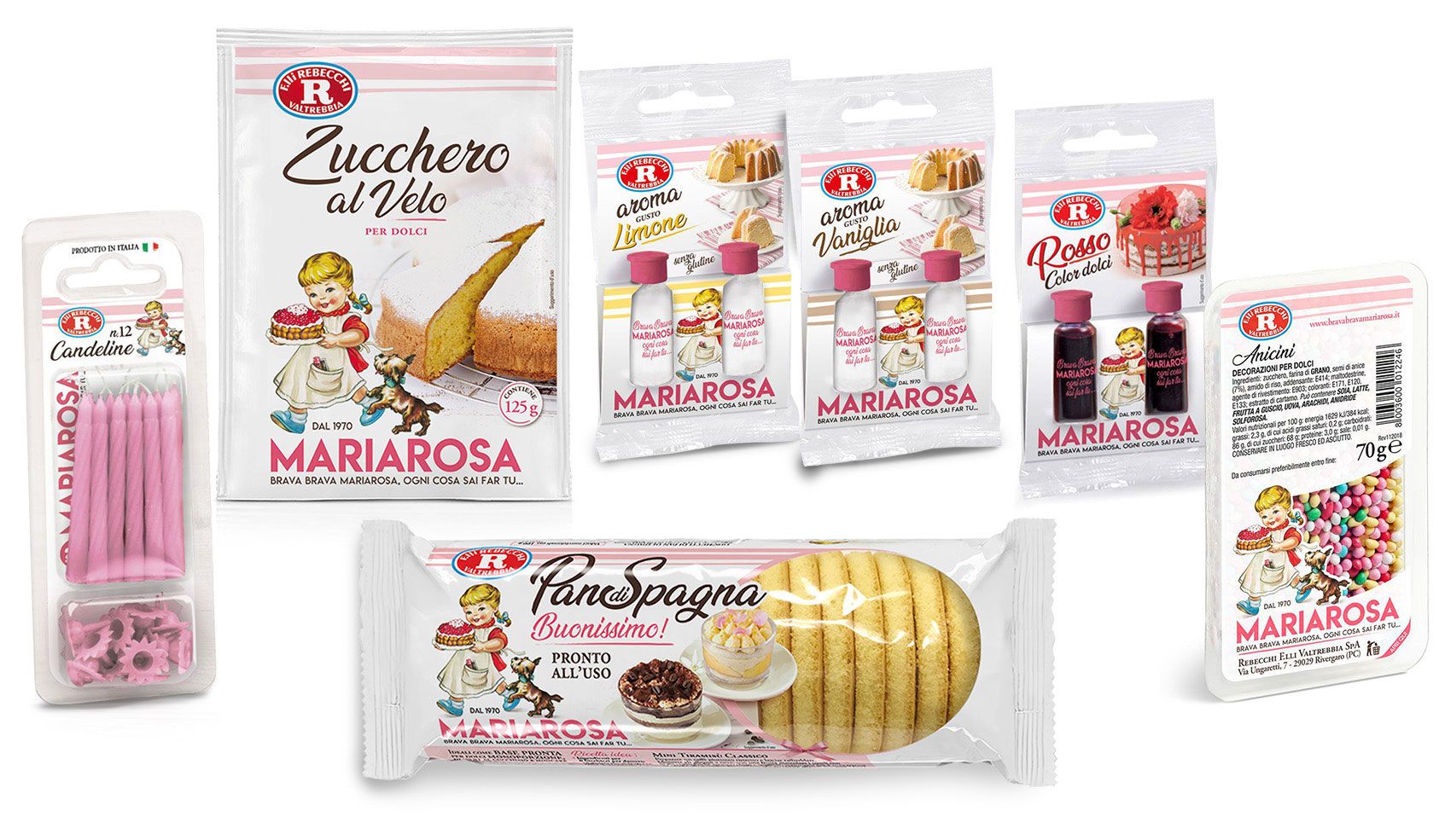 I prodotti Mariarosa che occorrono per realizzare la ricetta delle mini naked cake di compleanno